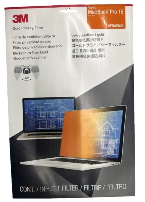Brand New 3M Apple MacBook Pro 15 Gold 60 Degree Privacy Filter Model# GFNAP005 - Image 1 of 2