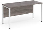 Maestro 25 straight desk 1400mm x 600mm - white bench leg frame, grey oak top