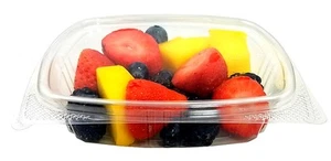 8 oz. Klar Klappbar Feinkost Obst Salat Nüsse Süßigkeiten Behälter (5,38" x 4,5" x 1,5") - Bild 1 von 6