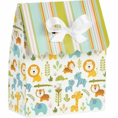Happi Jungle Baby Shower 12 Ct Favor Bolsas con Cinta Rayas y Animales Foto 1 de 3
