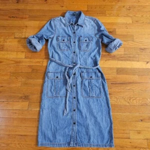 Ralph Lauren Jeans Co blu denim camicia abito donna taglia 6 vintage manica lunga - Foto 1 di 8