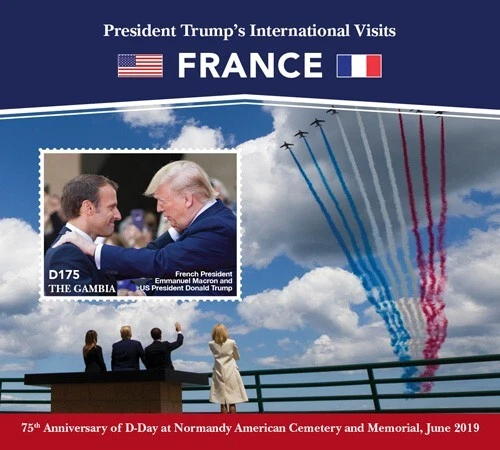 Gambia 2020 - Trump Emmanuel Macron - Hoja de estampillas de recuerdo - Scott #3868 - MNH Foto 1 de 1