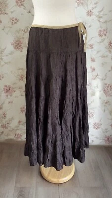 Коричневая гофрированная юбка Fairycore богемное хиппи фестиваль прихоти романтический размер 10 - Изображение 1 из 4