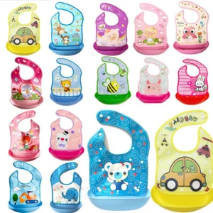 Abnehmbar Silikon bibs Baby Lätzchen mit Auffangschale Kinderlatz Wasserdicht - Bild 1 von 29