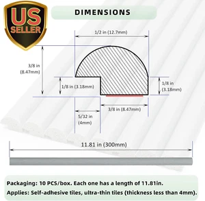 10-Pcs Peel and Stick Tile Edge Trim, 12In Self-Adhesive Tile Edging Decorati... - Picture 1 of 6