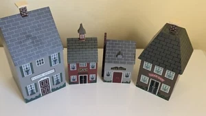 WOODEN Cottage HOUSE CANISTER SET Kitchen Village w Inserts Flour Sugar Tea x4 - Picture 1 of 12