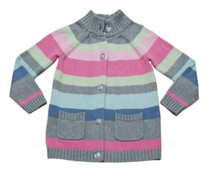 Gymboree Girl's Knit Colorful Stripe Sparkle Button Up Sweater Size 5-6 EUC! - Picture 1 of 4