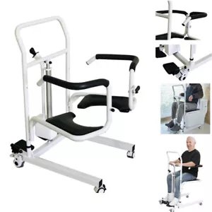 Electric Patient Lift Transfer Chair Height Adjustmen Patient Commode Wheelchair - Picture 1 of 13