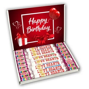 Swizzels Love Hearts Gift Box Personalised Sweets Happy Birthday Present - Picture 1 of 3