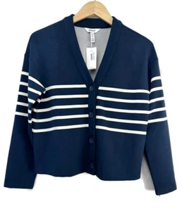 SPANX Air Essentials Cardigan Midnight Navy Stripe Size Small Lightweight - Picture 1 of 8