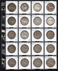 1928-1967 Ireland: ½ Crown (2 Shillings 6 Pence) Collection, 20 Coins-10x Silver - Picture 1 of 22