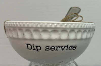Mudpie Dip Bowl and Spoon "I Dip, You Dip, We Dip" Farmhouse Cottage Chic - Image 1 of 4