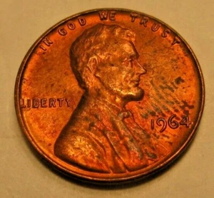 1964-P Lincoln Memorial Cent 1c with Fingerprint Surface Error. (#5125) - Picture 1 of 2
