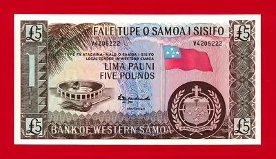 WESTERN SAMOA 5 Pounds 1963 / 2020 UNC NOTE  LAST V PREFIX In The Series P-15aCS - Image 1 of 2