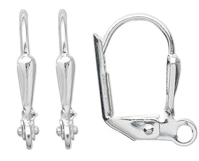 Alambre de oreja, 100 latón plateado 16 mm palanca trasera 7x2 mm escudo con lazo abierto Foto 1 de 2