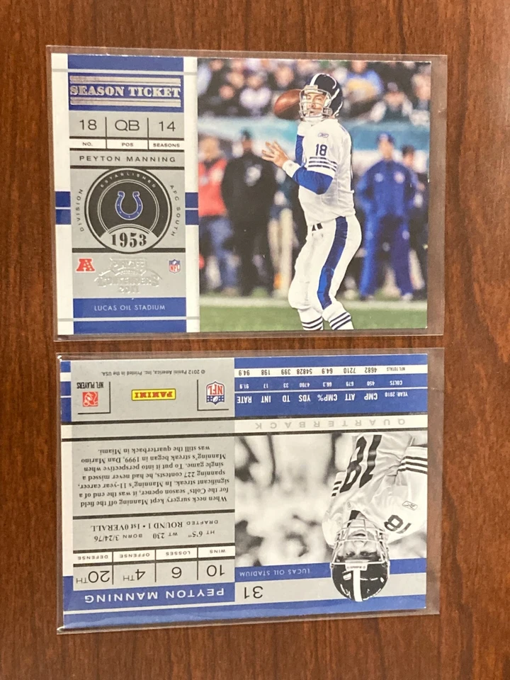 PEYTON MANNING 2011 PLAYOFF CONTENDERS SEASON TICKET INDIANAPOLIS COLTS CARD #31 - Image 1 of 1