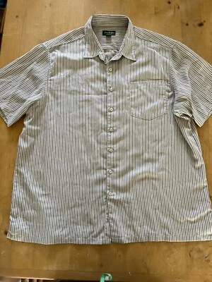 Camisa de vestir a rayas tostadas manga corta con botones David Taylor para hombre 2XL BUEN ESTADO Foto 1 de 4
