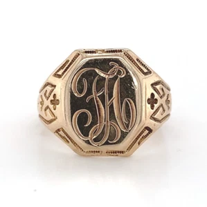[Carat Weight] Ct No Stone Signet Ring 10k Solid Yellow Gold - Picture 1 of 4