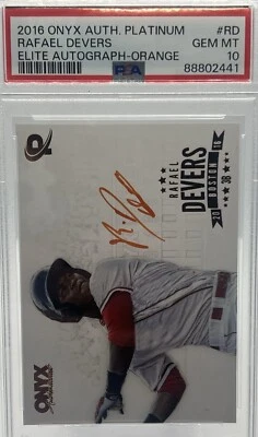 Autógrafo de novato Onyx Platinum Orange 2016/25 en tarjeta Rafael Devers ¡PSA 10! RC  Foto 1 de 2