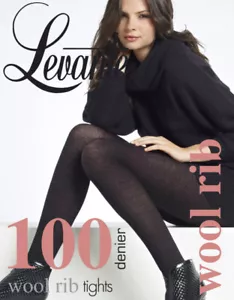 Levante 100 Denier Wool Rib Tights Winter Warmers Mocca, Camel, XTall, Tall - Picture 1 of 8