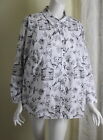 Talbots 2XP 2X Petite White Gray Bird in Cage Charming Floral Blouse Shirt Top