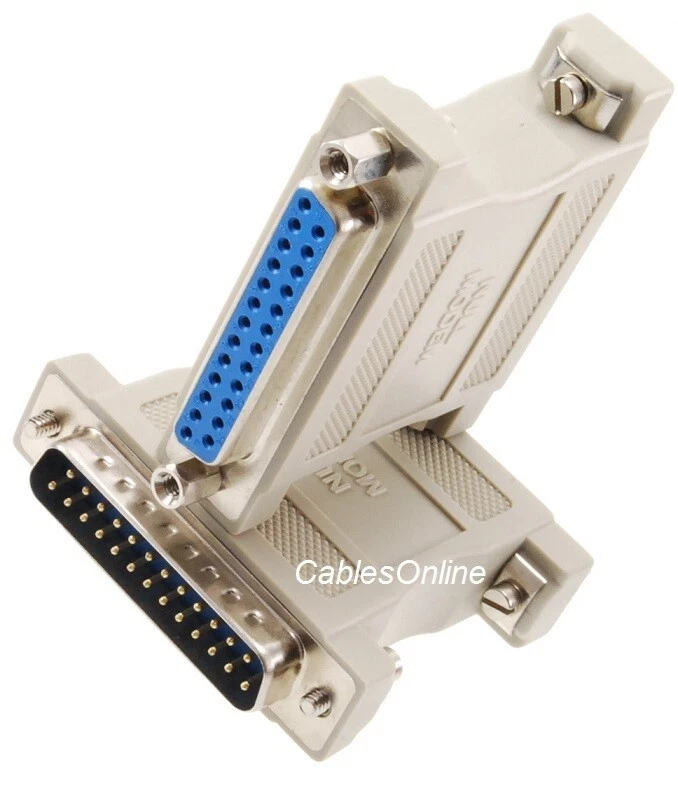 DB25 Male to DB25 Female Null Modem Crossed RS232 Adapter, CablesOnline AD-N01 - Image 1 of 4