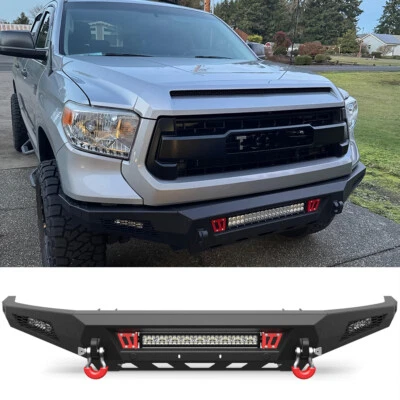 For Toyota Tundra 2014-2021 Front Bumper W/ Sensor Holes & LED Lights & D-rings - Imagem 1 de 4
