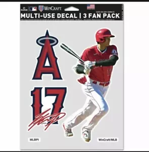 SHOHEI OHTANI LOS ANGELES ANGELS 3 PIECE MULTI-USE DECAL FAN PACK MLB LICENSED - Picture 1 of 2