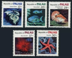 Palau 13-15,17-18,MNH. Marine Life 1984:Muschel,Nautilus, - Bild 1 von 1