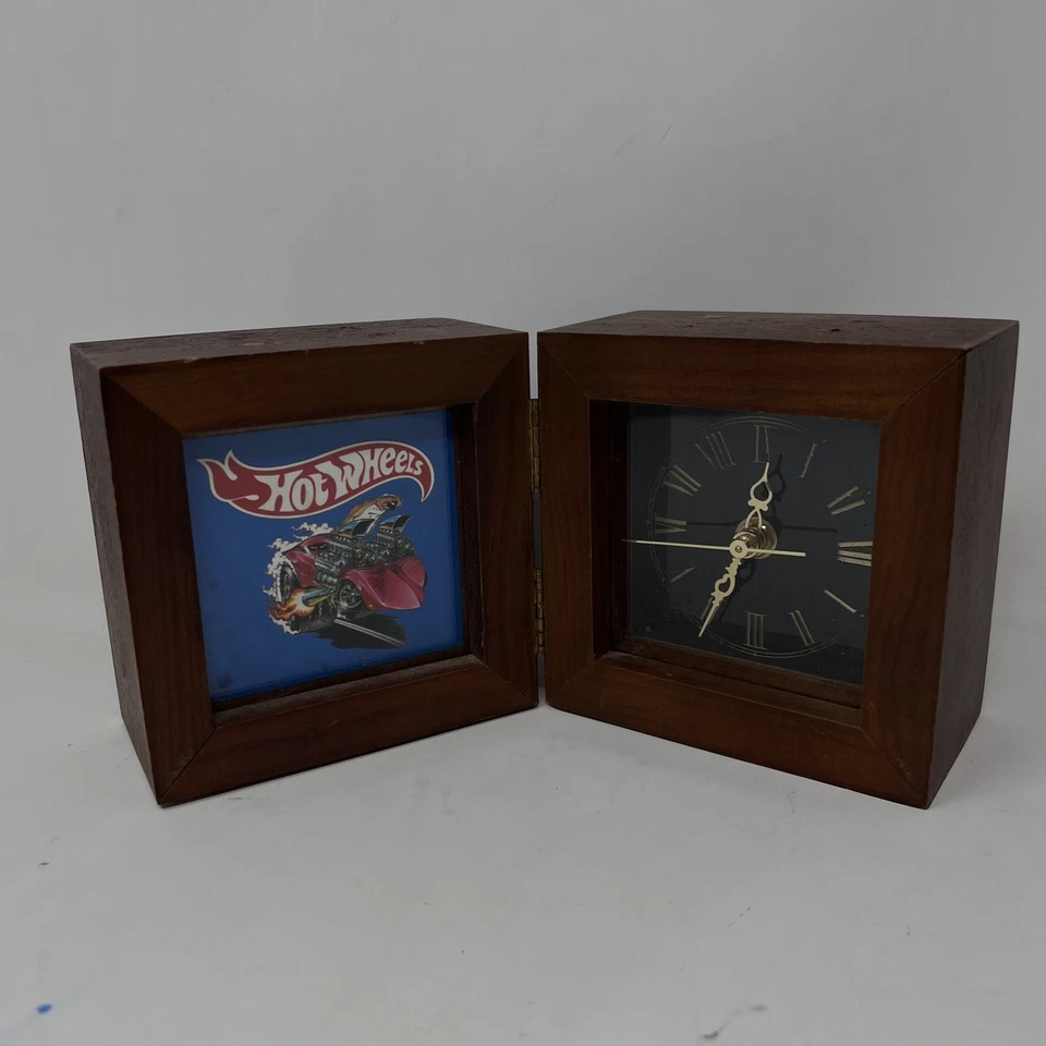 Reloj de Escritorio de Madera Plegable Hot Wheels Vintage Coleccionable Coche Arte Exhibición Decoración Foto 1 de 4