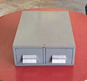 Vtg HON Index Card Catalog Cabinet 2 Drawer Stacking Metal File Box - Picture 1 of 7