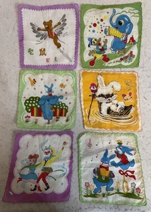 Konvolut 6 Vintage Kinder Taschentücher Cartoon Tiere - Bild 1 von 18