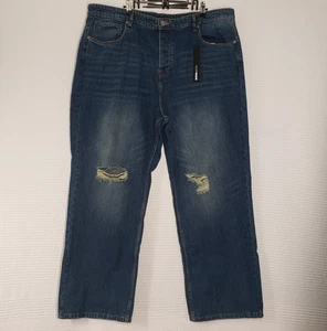 Moda Nova Hombres Jeans Hombres 42 Luke Envejecido Suelto Medio Lavado Botón Mosca Tinte - Imagen 1 de 22