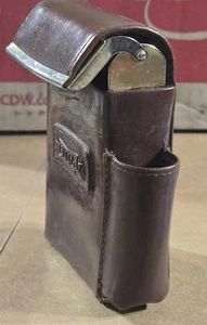 Vintage Fina Brown Leather Cigarette Case Pouch with Lighter Pouch - Picture 1 of 10