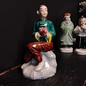 Vintage Sitting Asian Boy Figurine Made In Occupied Japan - Picture 1 of 6