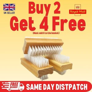 Double-Sided Wooden Nail Scrubbing Brush Soft Bristles for Manicure Pedicure - Picture 1 of 8