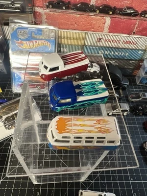 Hot Wheels 2000 100 % caja negra VW Microbus azul/llamas edición limitada lote de 3 Foto 1 de 4