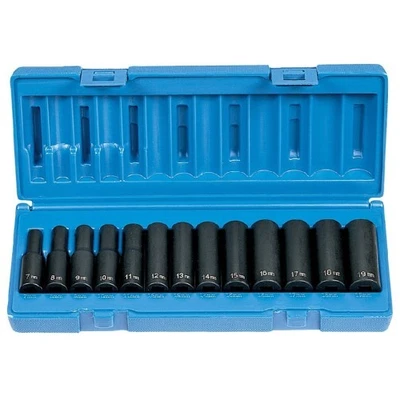 Grey Pneumatic 1203MD 3/8" Drive Deep Length Impact Socket Set 13 Pieces - Image 1 of 2