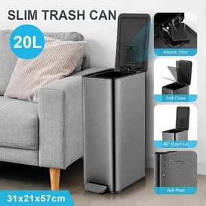 20L Pedal Kitchen Trash Bin Rubbish Waste Basket Garbage Can Recycling Dustbin - Picture 1 of 12