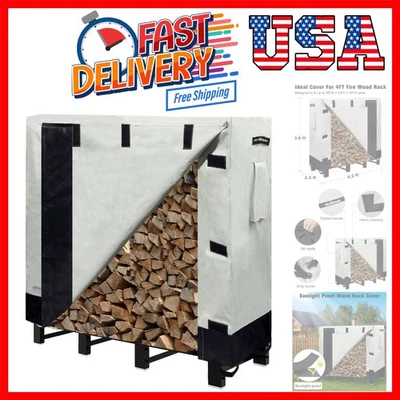 Cubierta de estante de leña para estante de madera de 4 pies, soporte de troncos resistente a la intemperie para interiores y exteriores... Foto 1 de 4