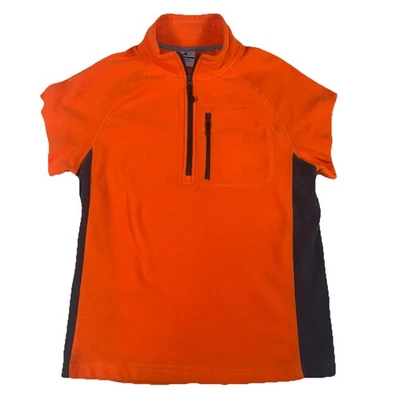 复古 90 年代 Starter 跑步背心套衫 1/4 拉链小号 34-36 橙色羊毛 — 第 1/4 张图片