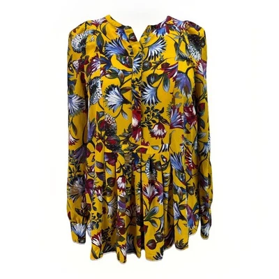 Blusa Camisa J.Crew Mujer Floral Seda Top XS TALL Amarilla Floral Cottagecore Boho Foto 1 de 4