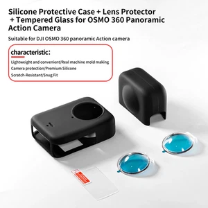 Silicone Case Lens Guard Protector Cover Screen Protective Film for DJI OSMO 360 - Imagen 1 de 18