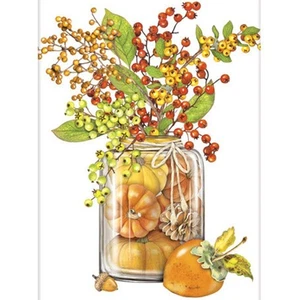Mary Lake-Thompson Pumpkins & Fall Berry Branch Bouquet Flour Sack Kitchen Towel - Picture 1 of 3