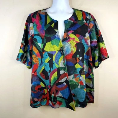 Chaqueta colorida Ali Miles Art To Wear para mujer talla XL cápsula de fiesta tejido de viaje Foto 1 de 4