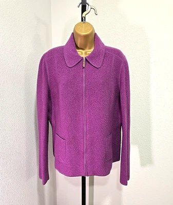 Chaqueta Lands End Old Money mezcla de lana hervida púrpura cremallera completa para mujer 14 bolsillos Foto 1 de 4