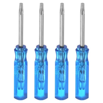 4 Stück Mini Torx Schraubendreher T6 magnetischer Sternkopf 45 mm Länge, blau - Bild 1 von 4