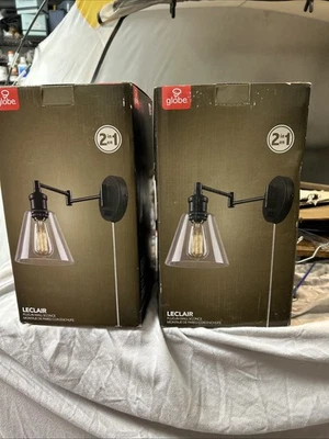 Globe Electric 65311 LeClair Single Light Wall Sconce Plug In Dark Bronze Finish - Image 1 of 4