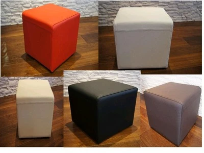Echtleder Hocker Sitzhocker 100%  Echtes Leder Sitzwürfel Pouf Würfel Fußhocker - Bild 1 von 3