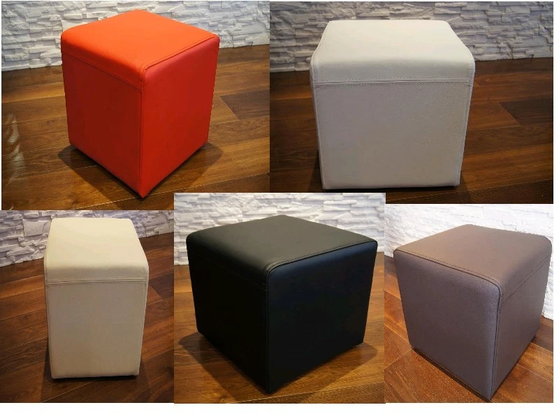 Echtleder Hocker Sitzhocker 100%  Echtes Leder Sitzwürfel Pouf Würfel Fußhocker - Bild 1 von 3